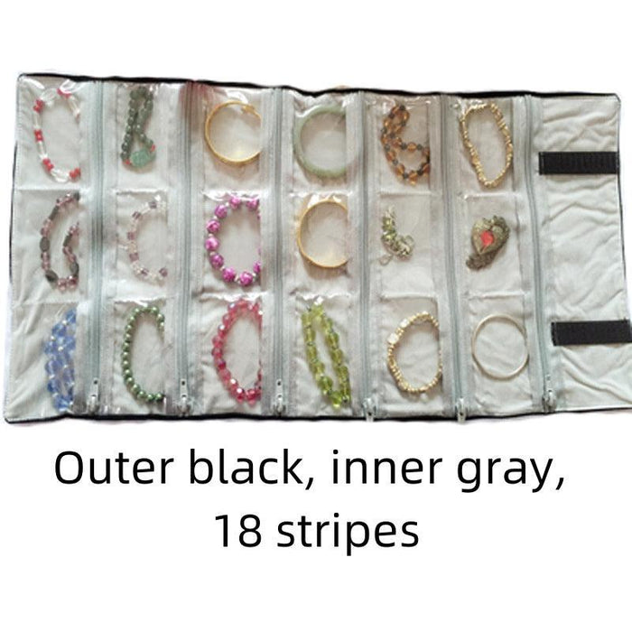 Black & Gray Velvet with Transparent PVC Jewelry Roll - Jewelry Packaging Mall