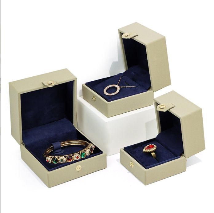 High-grade snap button leather PU vintage jewelry box - Jewelry Packaging Mall