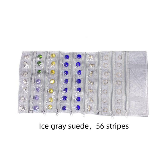 Ice Gray Velvet & Transparent PVC Jewelry Roll - Jewelry Packaging Mall