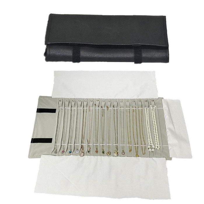 16-Compartment Anti-Tangle Portable Jewelry Roll (with elastic band) - Jewelry Packaging Mall