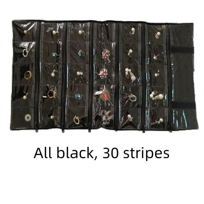 Black Velvet & Transparent PVC Jewelry Roll - Jewelry Packaging Mall