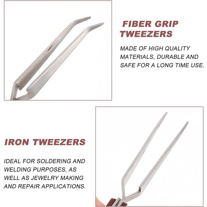 Cross Lock Soldering Tweezers with Fiber Grip - Jewelry Packaging Mall