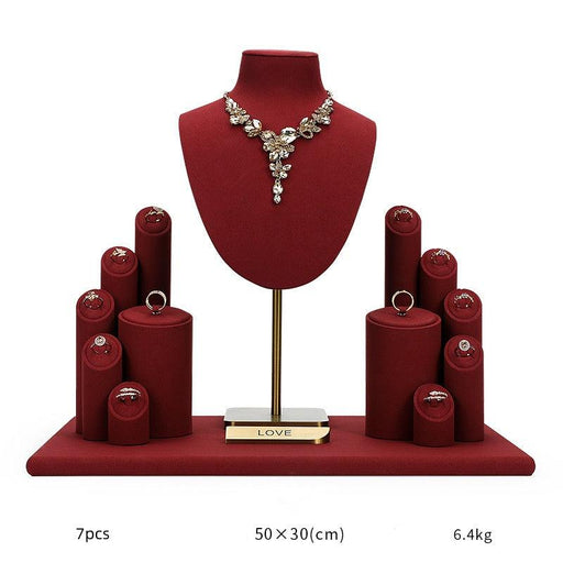 Exquisite Burgundy Microfiber Display Collection - Jewelry Packaging Mall