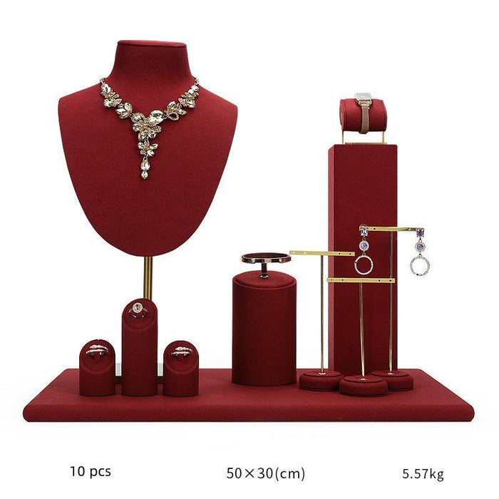 Exquisite Burgundy Microfiber Display Collection - Jewelry Packaging Mall