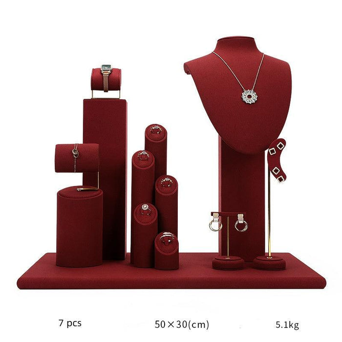 Exquisite Burgundy Microfiber Display Collection - Jewelry Packaging Mall