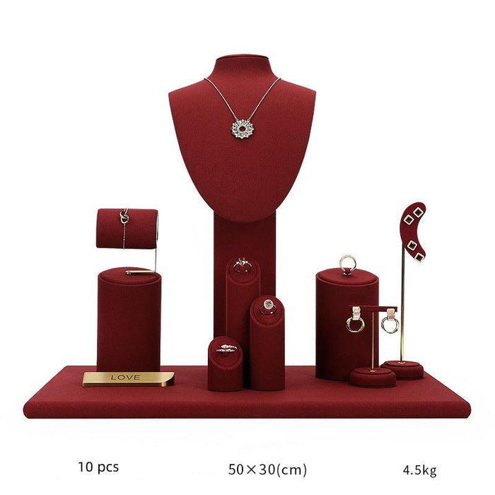 Exquisite Burgundy Microfiber Display Collection - Jewelry Packaging Mall