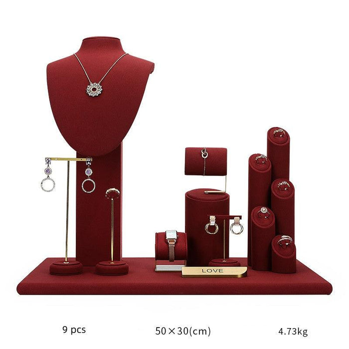 Exquisite Burgundy Microfiber Display Collection - Jewelry Packaging Mall