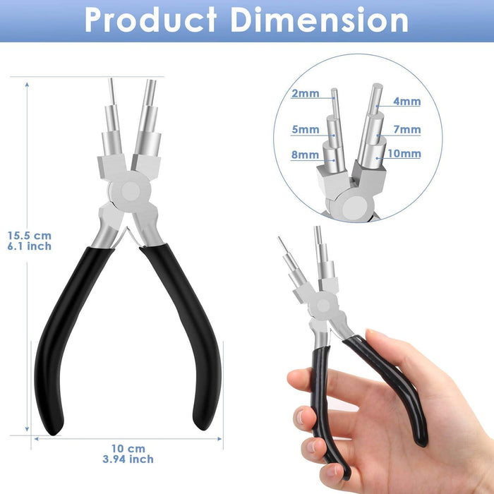 Bail Making Pliers, 6 in 1 Round Nose Pliers for Making Jump Rings, Wire Wrapping, Jewelry Making, Loop Making, Forming Bends - Jewelry Packaging Mall