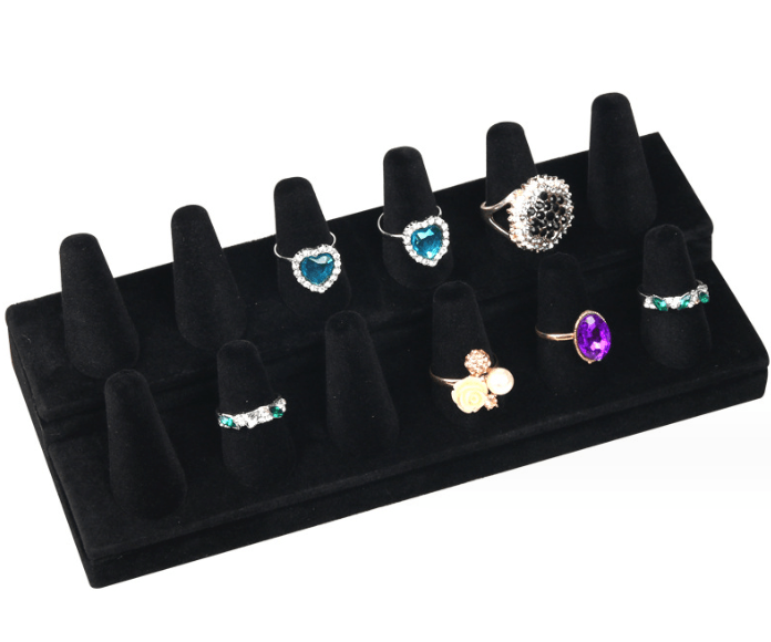 Black Velvet 12 / 18 Fingers Ring Display - Jewelry Packaging Mall