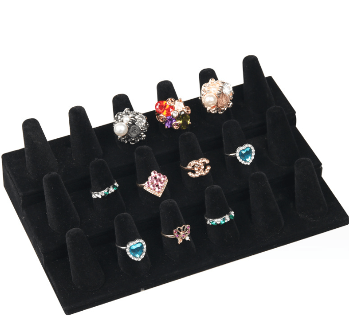 Black Velvet 12 / 18 Fingers Ring Display - Jewelry Packaging Mall